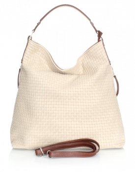 Kožené kabelka univerzálna Genuine Leather béžová 15