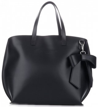 Kožené kabelka shopper bag Vittoria Gotti čierna V6D BIGcz