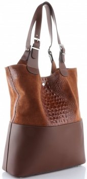 Kožené kabelka shopper bag Genuine Leather hnedá 216