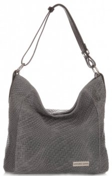 Kožené kabelka shopper bag Vittoria Gotti šedá V2054