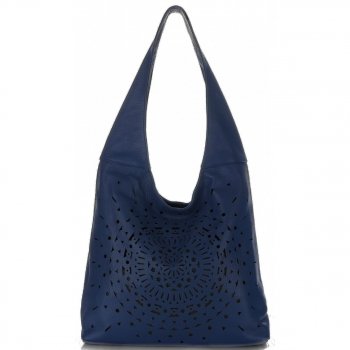 Kožené kabelka shopper bag Vittoria Gotti modrá V31