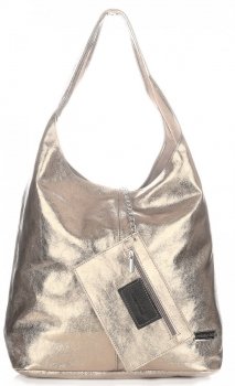 Kožené kabelka shopper bag Vittoria Gotti zlatá V5012