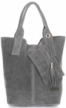 Kožené kabelka shopper bag Vittoria Gotti šedá V5190