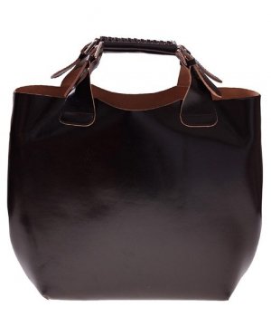 Kožené kabelka shopper bag Vera Pelle čokoládová 854