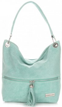 Kožené kabelka shopper bag Vittoria Gotti mätová V3821