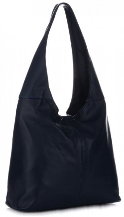 Kožené kabelka shopper bag Vittoria Gotti tmavě modrá V3L