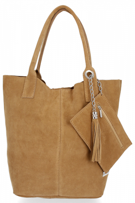 Kožené kabelka shopper bag Vittoria Gotti světle modrá V5190