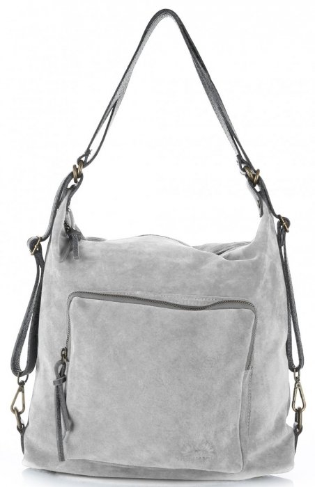 Kožené kabelka batůžek Vittoria Gotti světle šedá V1670C