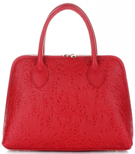 Kožené kabelka kufřík Genuine Leather červená 80032