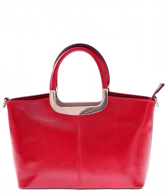 Kožené kabelka kufřík Genuine Leather červená 430