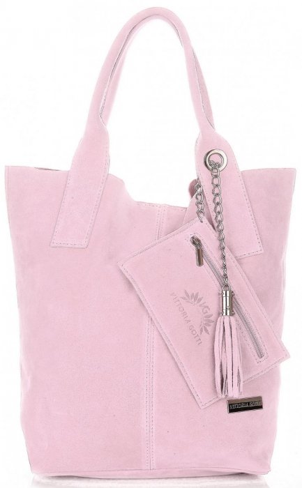 Kožené kabelka shopper bag Vittoria Gotti pudrová růžová V5190