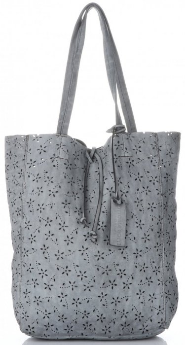 Kožené kabelka shopper bag Vittoria Gotti světle šedá VL299