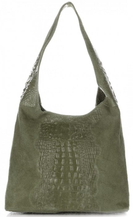 Kožené kabelka shopper bag Vera Pelle zelená A1