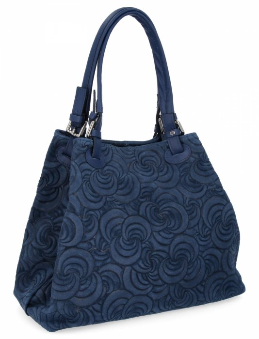 Italská kožená taška Shopper Bag v módních vzorech 5566-S modrá