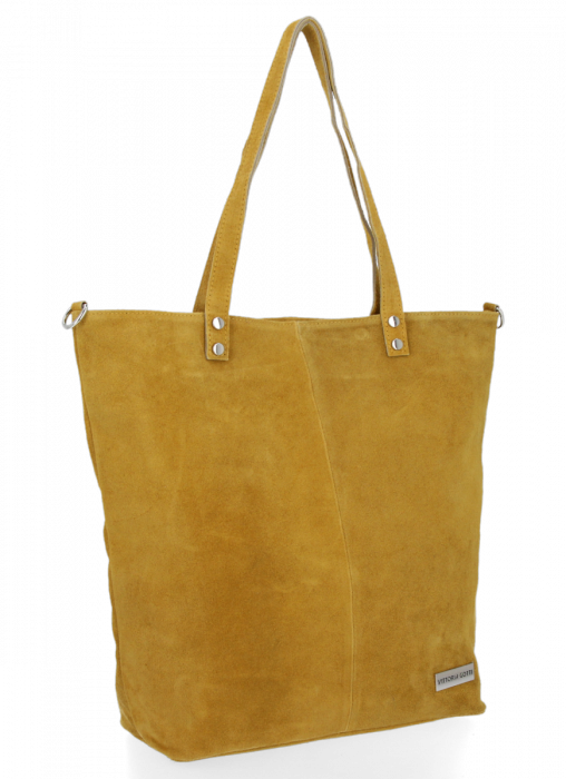 Kožené kabelka shopper bag Vittoria Gotti hořčicová VG41