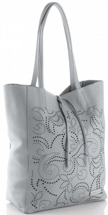 Kožené kabelka shopper bag Vittoria Gotti světle šedá V299F