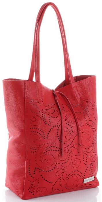 Kožené kabelka shopper bag Vittoria Gotti červená V299F