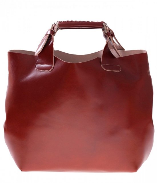 Kožená kabelka Shopperbag s kosmetickou kapsičkou hnědá