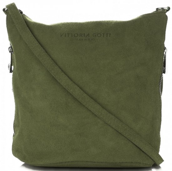Kožené kabelka listonoška Vittoria Gotti zelená V135
