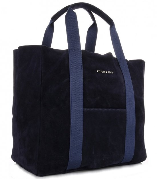 Kožené kabelka shopper bag Vittoria Gotti tmavě modrá V8252