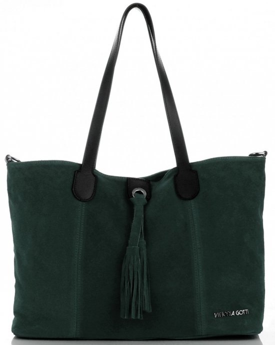 Kožené kabelka shopper bag Vittoria Gotti lahvově zelená V3076