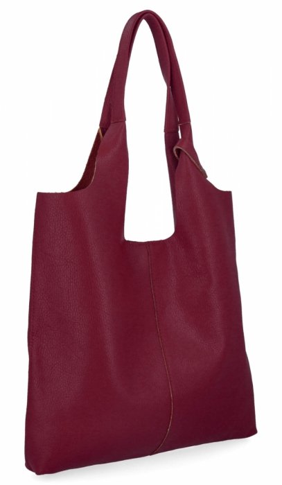 Italská kožená taška shopper s kosmetickou taštičkou 165 tmavě bordó