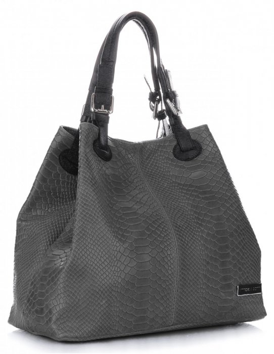 Kožené kabelka shopper bag Vittoria Gotti šedá V2L