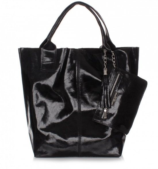 Bőr táska shopper bag Genuine Leather fekete 788