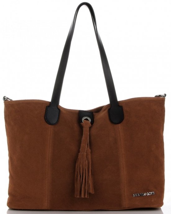 Bőr táska shopper bag Vittoria Gotti barna V3076
