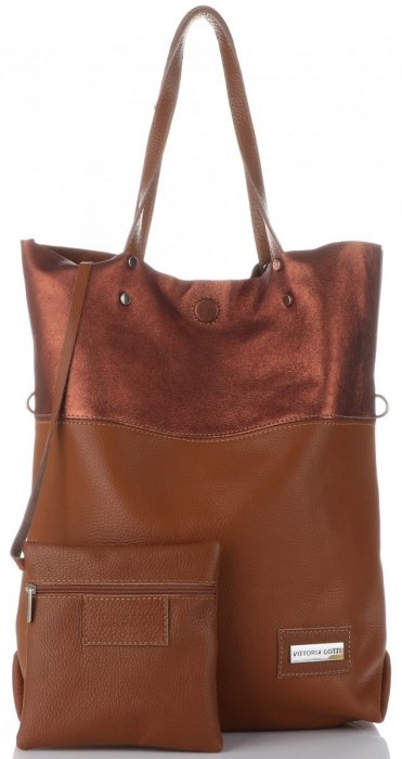 Bőr táska shopper bag Vittoria Gotti vörös V6538