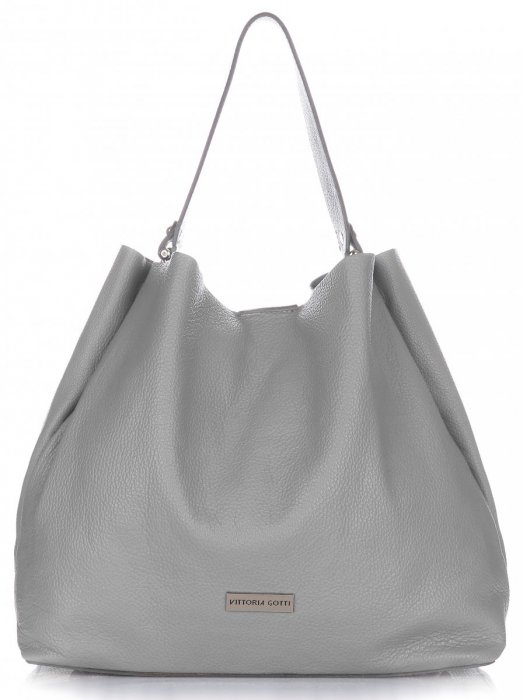 Bőr táska shopper bag Vittoria Gotti szürke V230