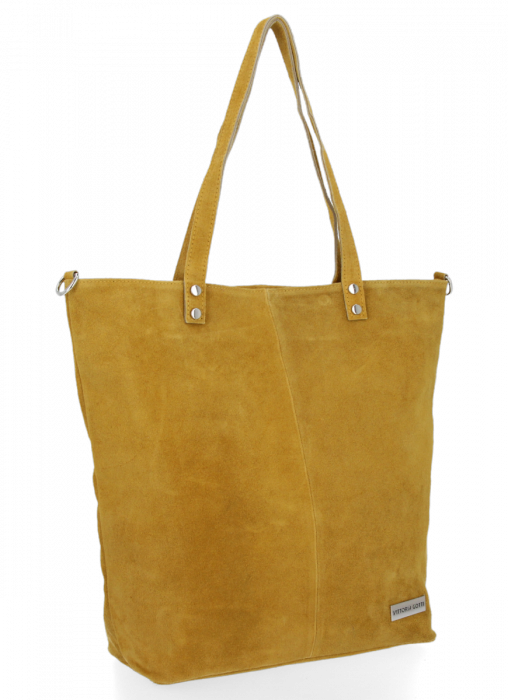 Bőr táska shopper bag Vittoria Gotti mustár VG41