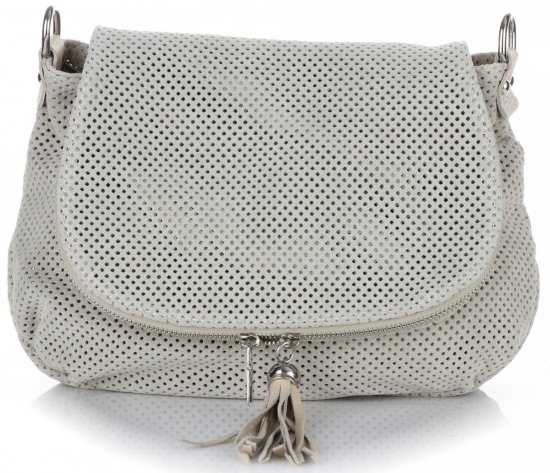 Bőr táska levéltáska Genuine Leather bézs A20E