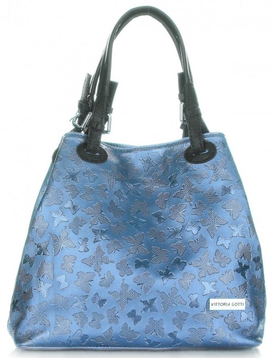 Bőr táska shopper bag Vittoria Gotti kék V2053