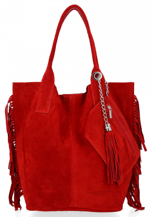 Bőr táska shopper bag Vittoria Gotti piros B16