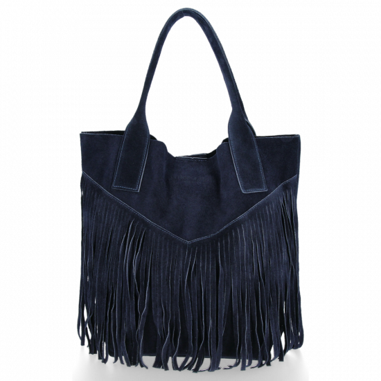 Firmowy Włoski Shopper w stylu Boho Vittoria Gotti Granat