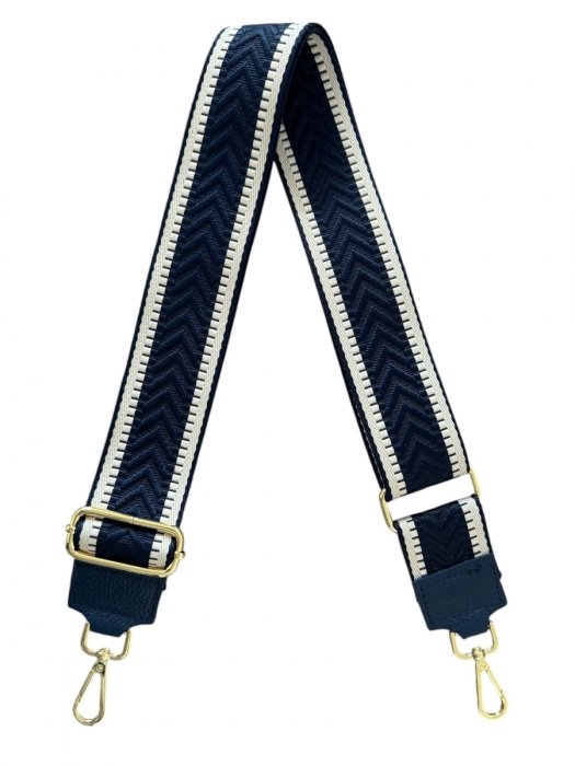 Modny Pasek Do Torebki H05 Granatowy/Beżowy