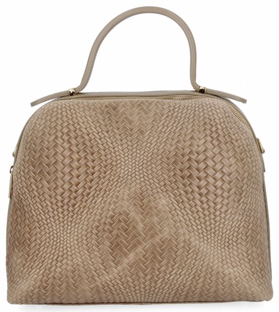 Elegancka Torebka Skórzana Włoski Kuferek 2 Komory 5273 Ziemista