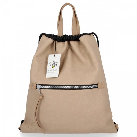 BEE BAG Torebka Damska Worek typu Shopper Bag Beatrice Ciemno Beżowa