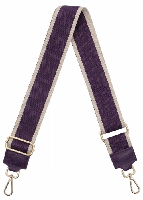 Modny Pasek Do Torebki Geometric PA005 Ciemno Fioletowy/Beżowy