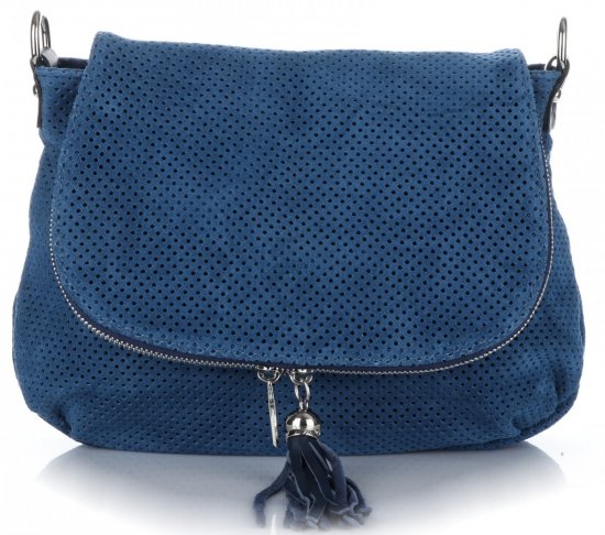 GEANȚĂ DIN PIELE tip poștaș Genuine Leather denim A20E