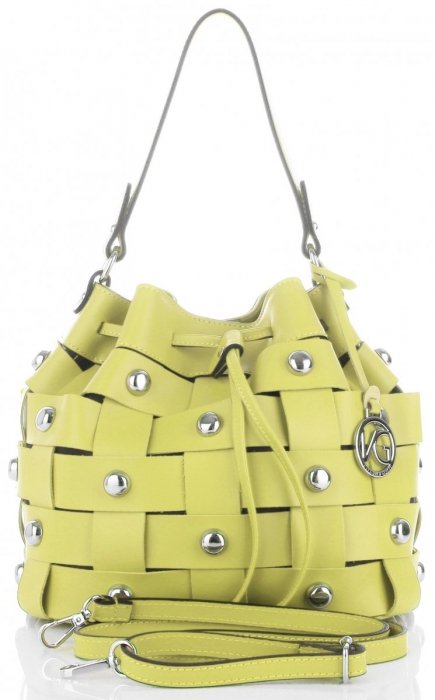 GEANȚĂ DIN PIELE shopper bag Vittoria Gotti verde de limetă V5867