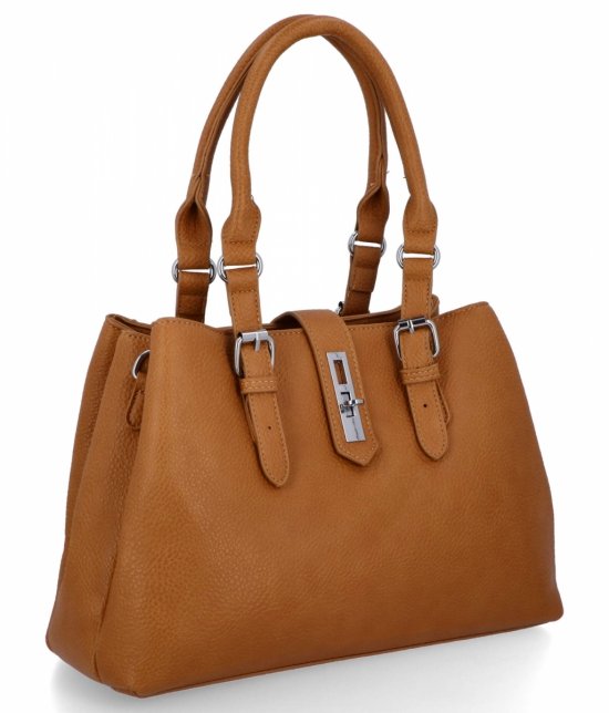 Geantă elegantă de damă 3 compartimente firma Herisson 22R527 muștar