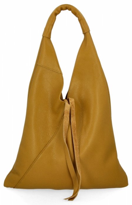 Geantă din piele italiană Shopper Bag cu o mică trusă de cosmetice 5820S muștar