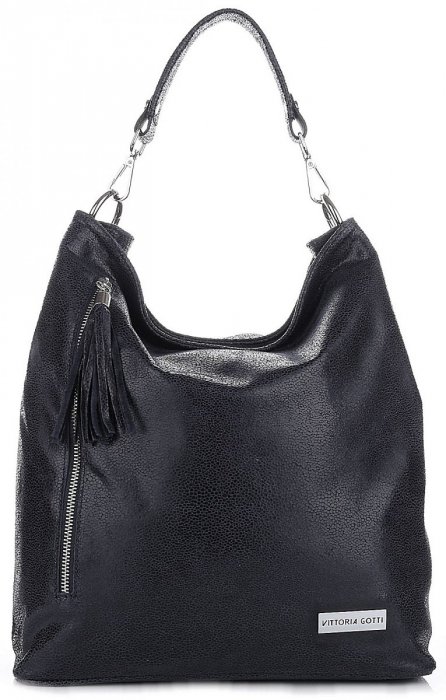 GEANȚĂ DIN PIELE shopper bag Vittoria Gotti negru V8420