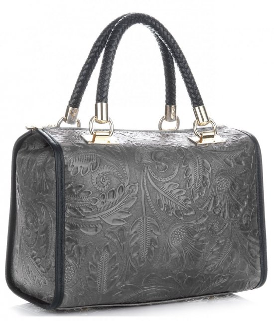 GEANȚĂ DIN PIELE cufăr Genuine Leather gri 214E