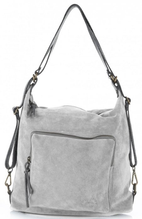 GEANȚĂ DIN PIELE rucsac Vittoria Gotti gri deschis V1670C