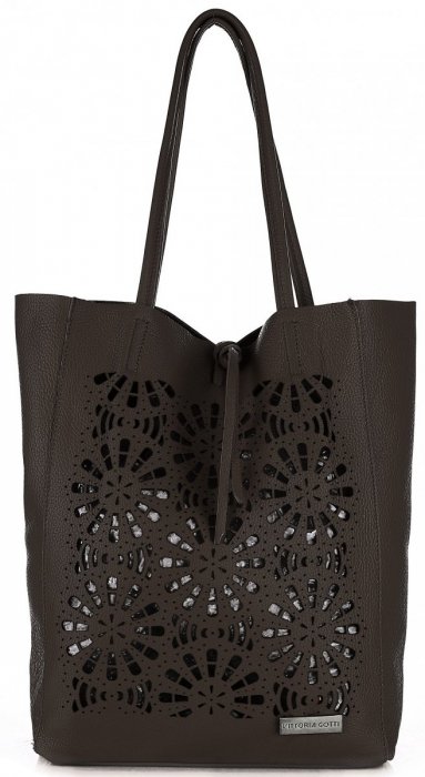 GEANȚĂ DIN PIELE shopper bag Vittoria Gotti ciocolatiu V577