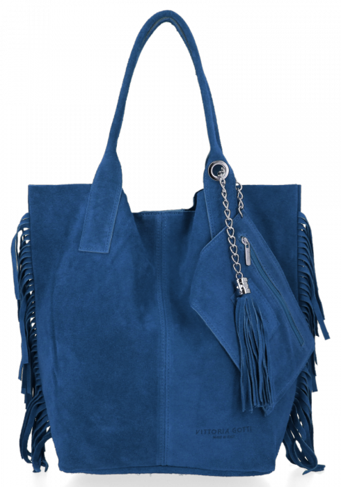 GEANȚĂ DIN PIELE shopper bag Vittoria Gotti denim B16