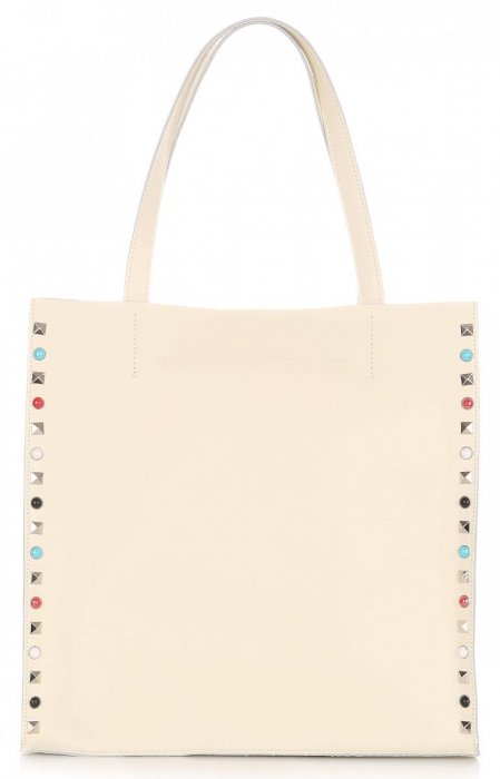 GEANȚĂ DIN PIELE shopper bag Genuine Leather bej 5013